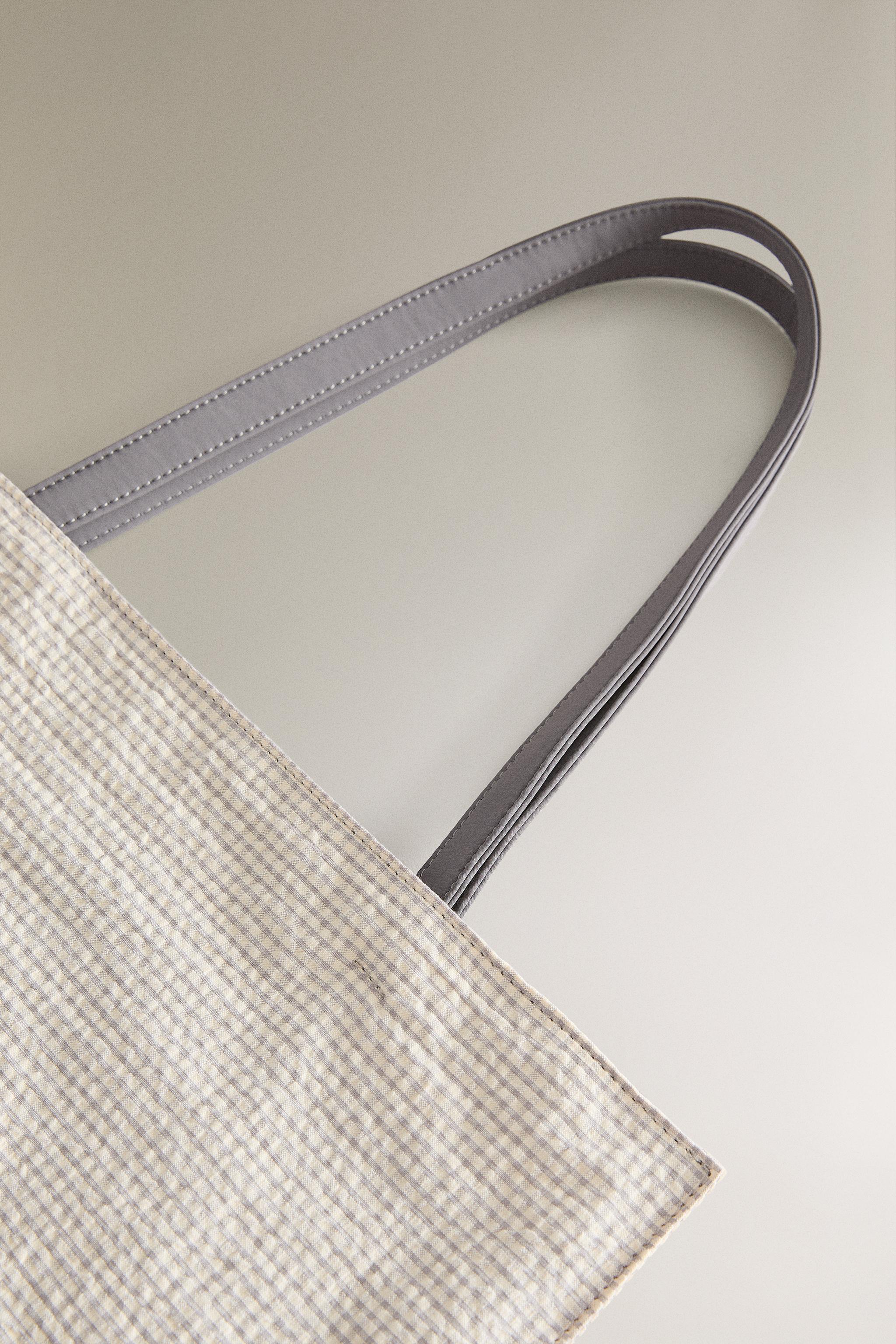 REVERSIBLE GINGHAM CHECK FABRIC SHOPPER BAG